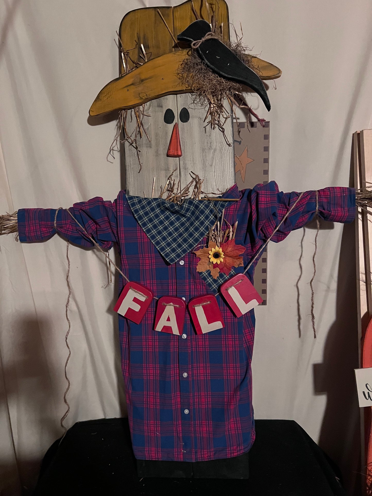 Welcome Fall with this Wood Scarecrow. He is perfect for front porch and fall season decor.