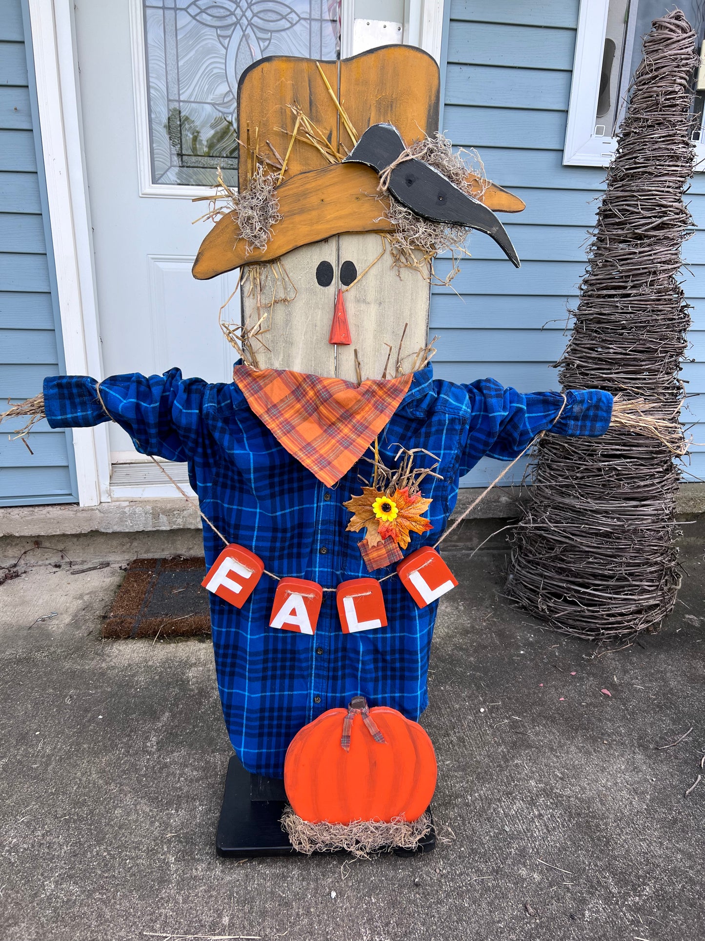 Welcome Fall with this Wood Scarecrow. He is perfect for front porch and fall season decor.