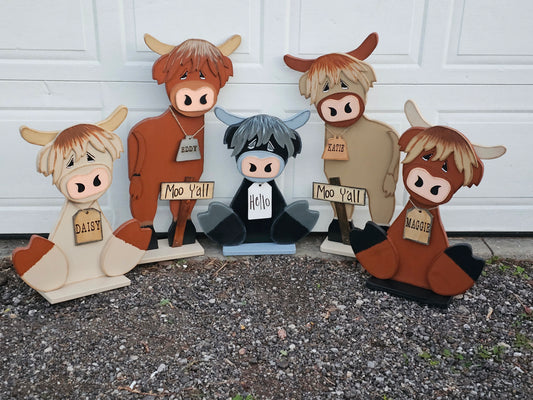 Best Sellers in our Farm Family Collection, the Highland Cow.  The perfect country charm for a gift, front porch or home decor decoration