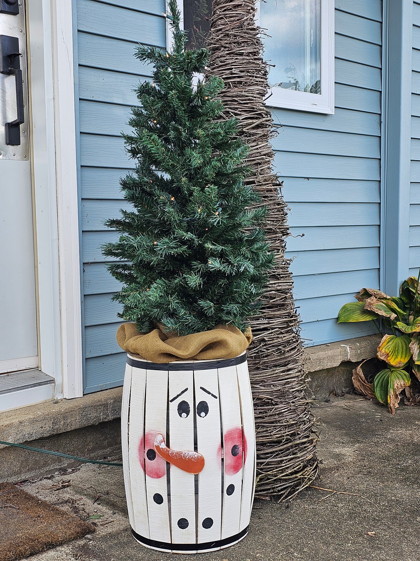 Winter Snowman Barrel