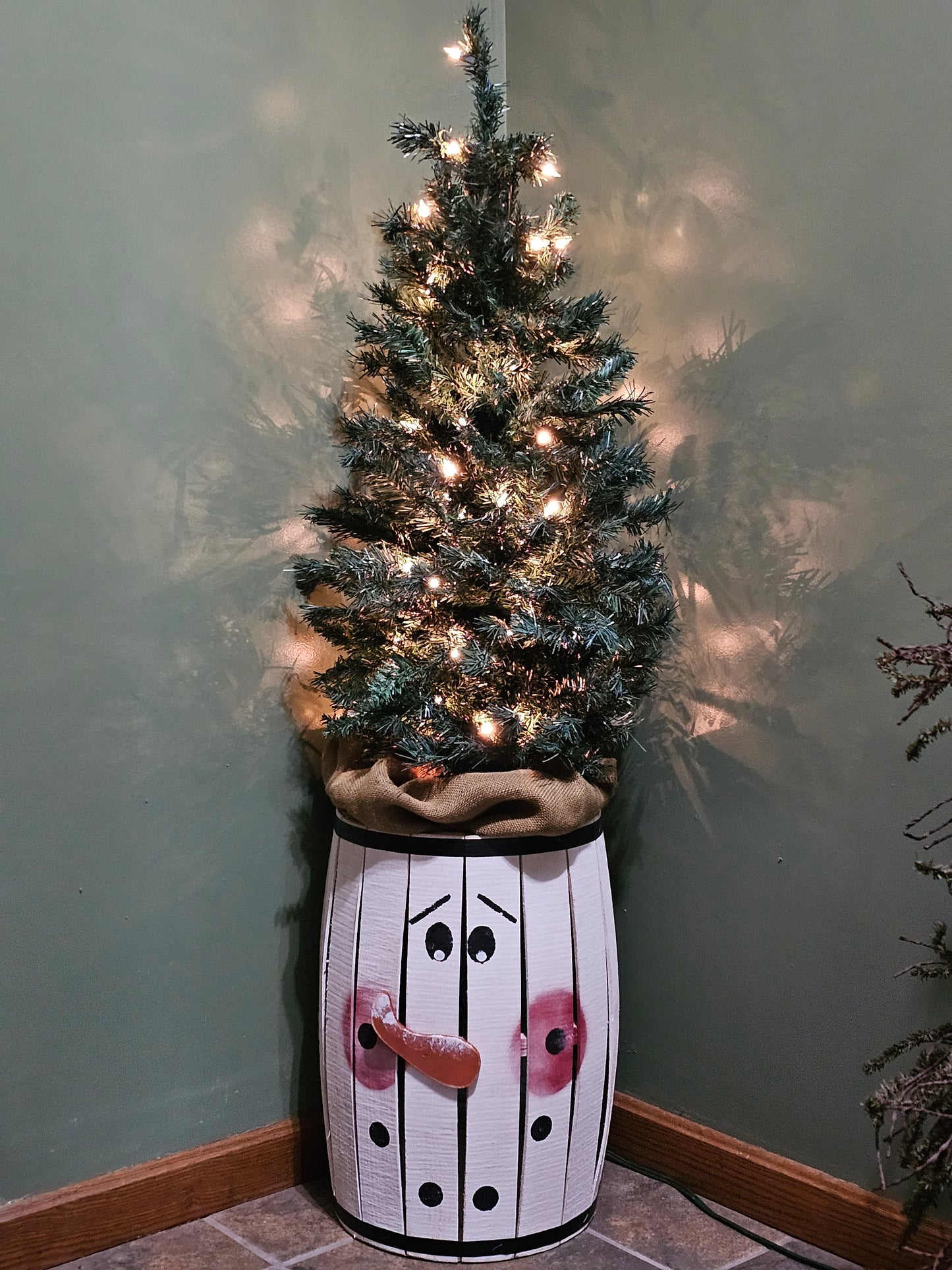 Winter Snowman Barrel