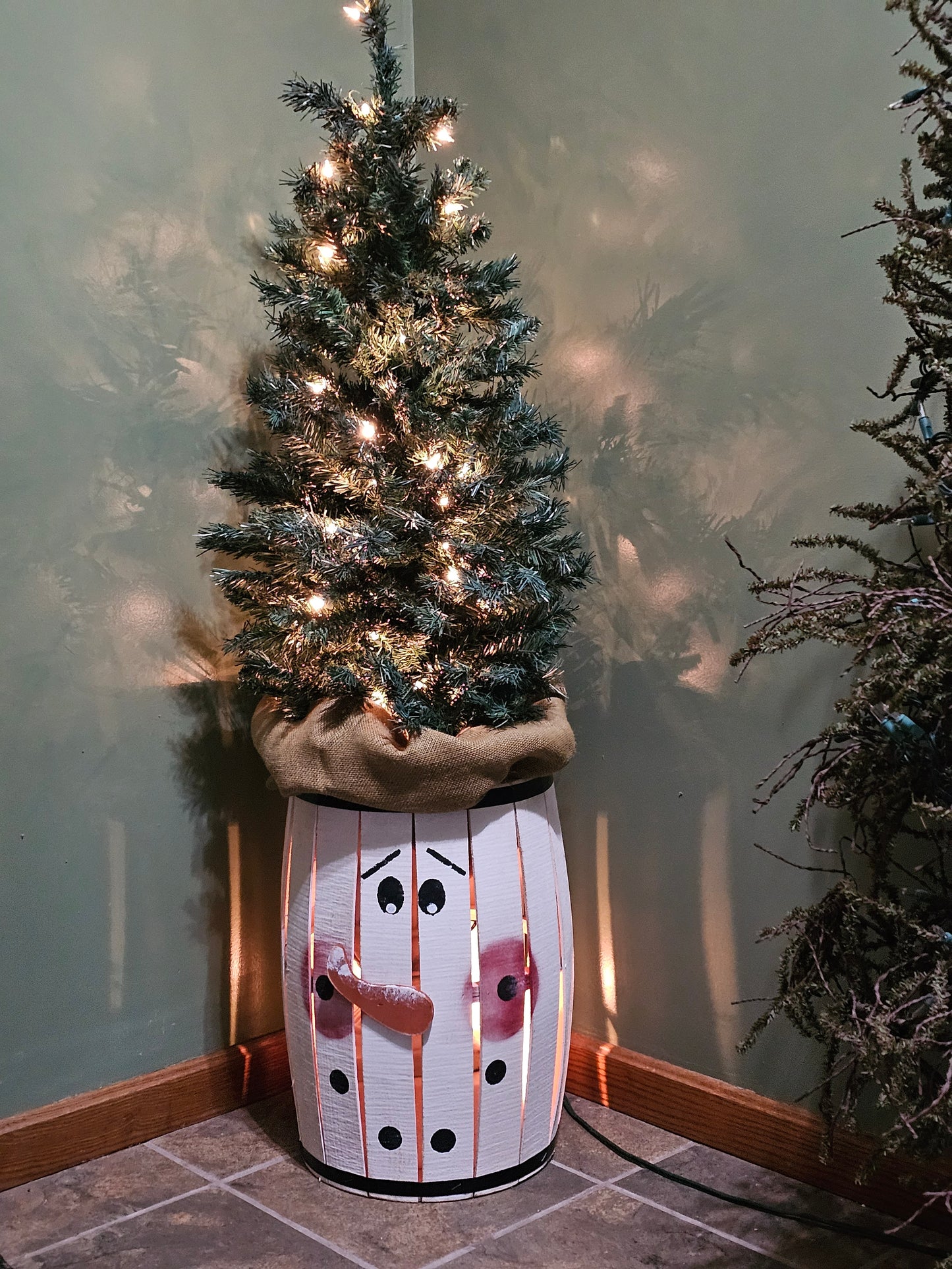 Winter Snowman Barrel