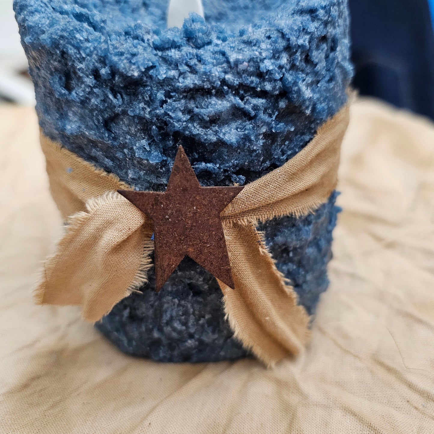 Primitive Handmade timered moving flame LED candle. Grubby candles, Primitive candles, farmhouse candles, timer candles, battery operated candles.