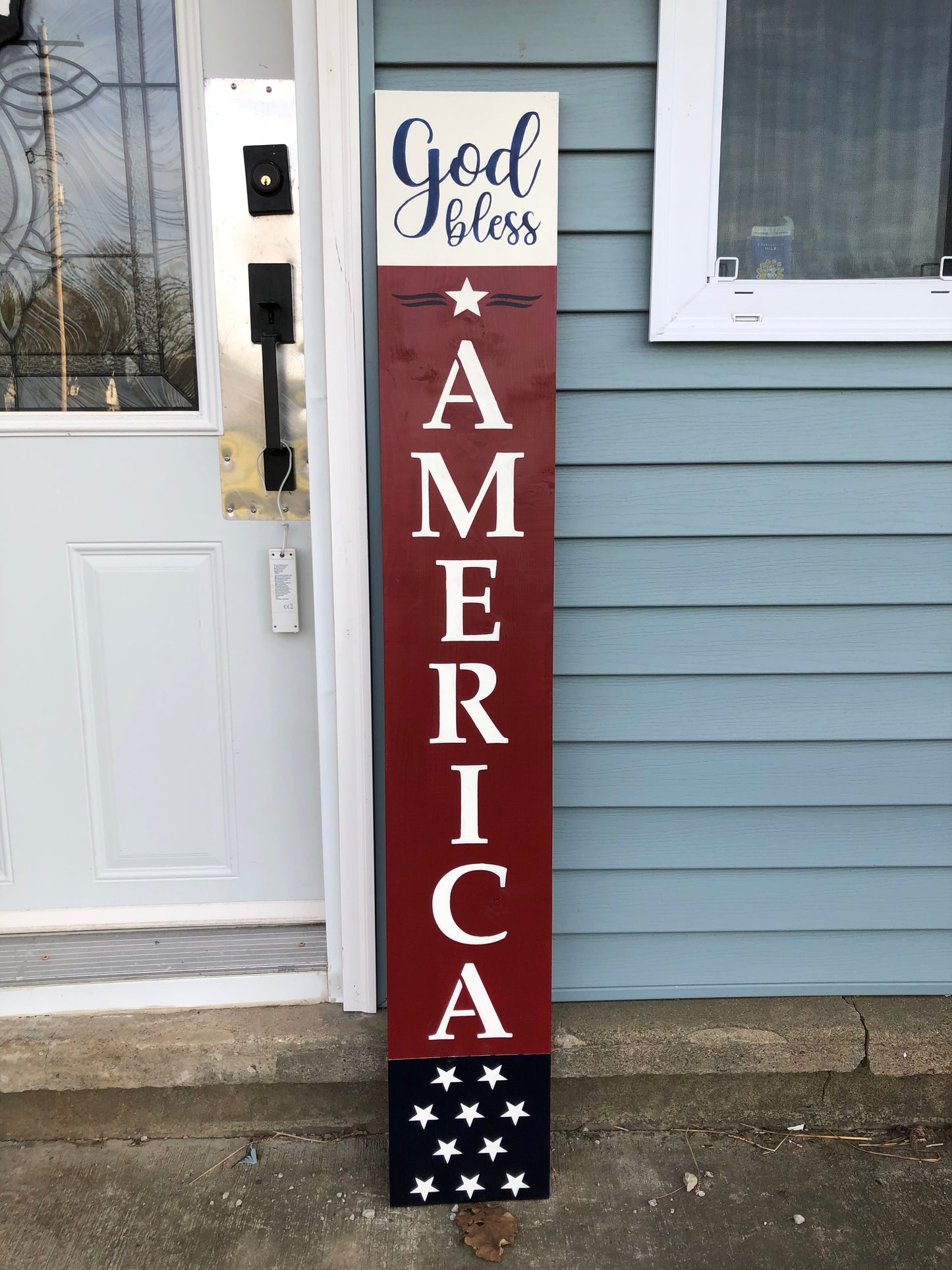 Americana God Bless America Patriotic Porch leaner in red/white/blue colors