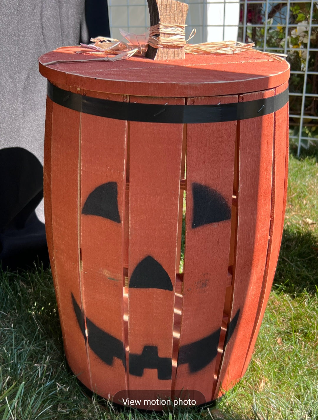 Pumpkin or Scarecrow Fall barrels are perfect addition to your Fall decor or front porch.