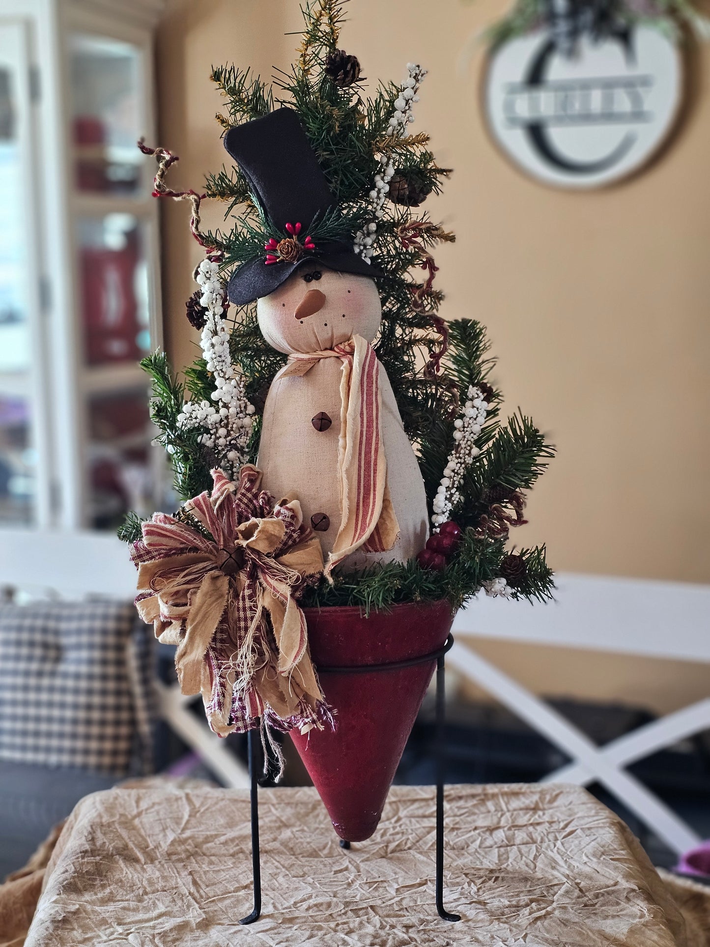 Snowman in Primitive Red Cone