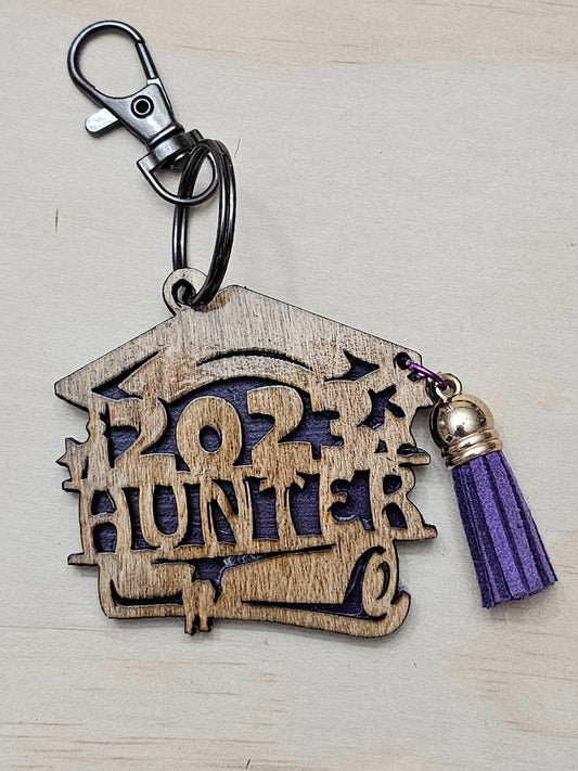 Custom Graduate Year Wood Keychain with Name