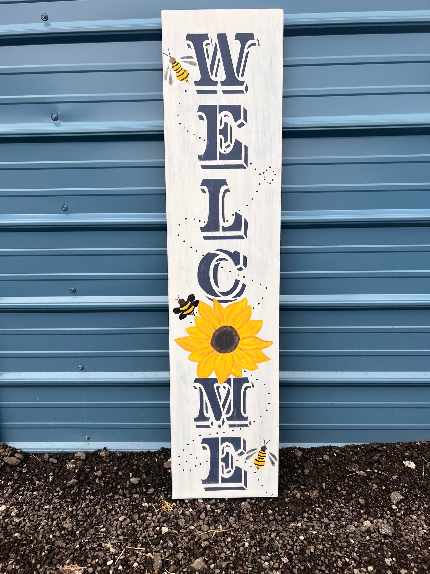 4ft Welcome Sunflower and Bees Porch Leaner