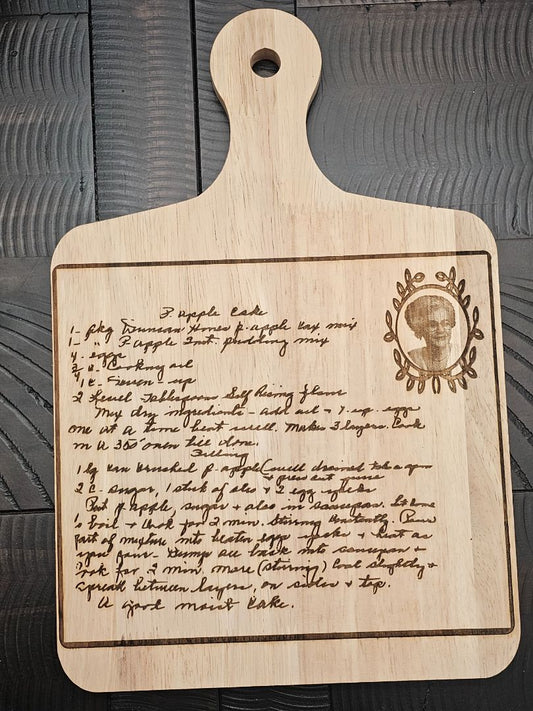 Personalized Cutting Boards with handwritten recipe from loved one.
