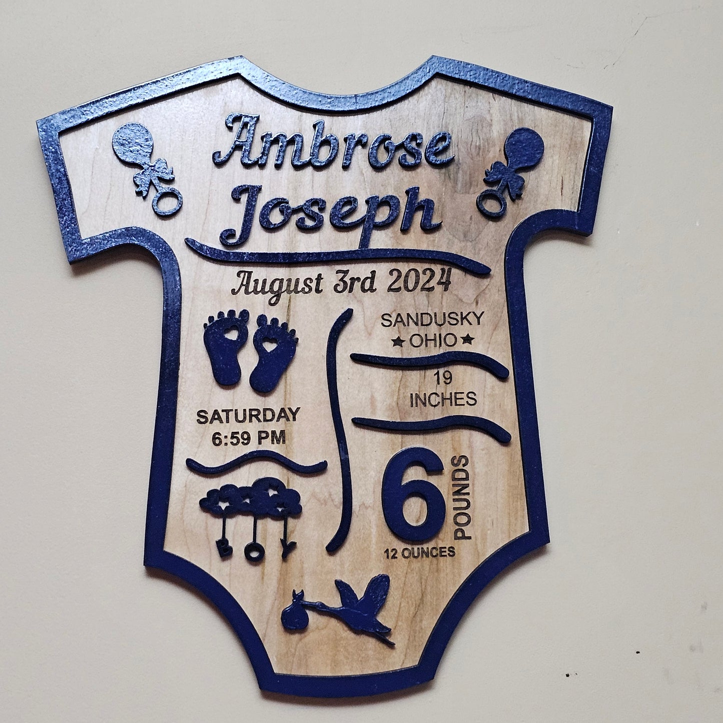 Personalize Baby sign with baby stats. Perfect gift for any parent.