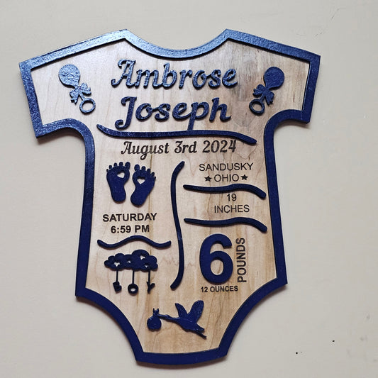 Personalize Baby sign with baby stats. Perfect gift for any parent.