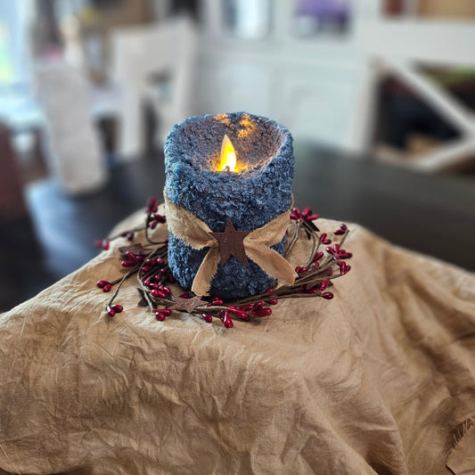 Primitive Handmade timered moving flame LED candle. Grubby candles, Primitive candles, farmhouse candles, timer candles, battery operated candles.
