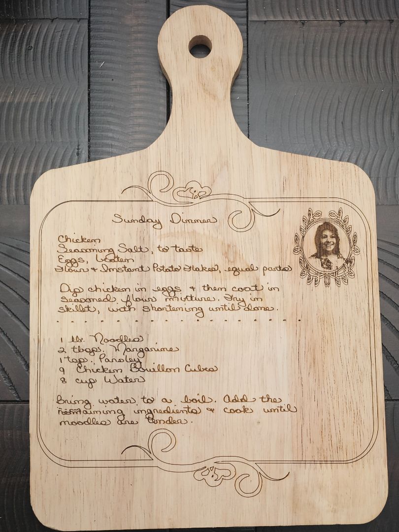 Personalized Cutting Boards with handwritten recipe from loved one.